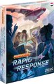 Doos van Pandemic Rapid Response: een roze vliegtuig vliegt boven een team dat aan een wereldwijde crisis werkt.