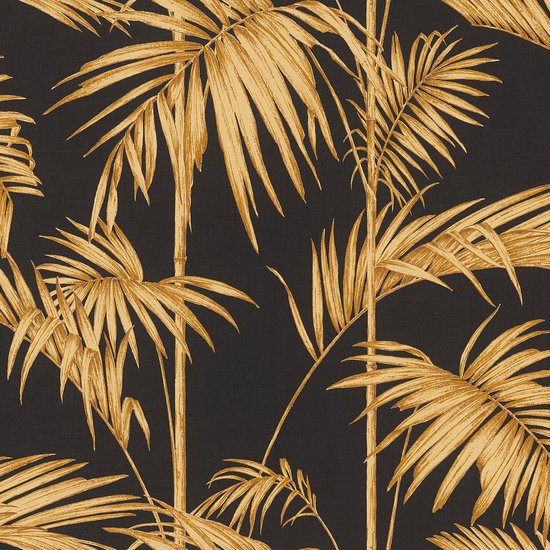 Natuur behang Profhome 369195-GU vliesbehang licht gestructureerd in jungle stijl mat goud zwart oranje 5,33 m2