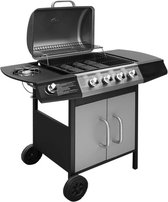 Bol.com vidaXL Gasbarbecue 4+1 kookzone zwart en zilver aanbieding