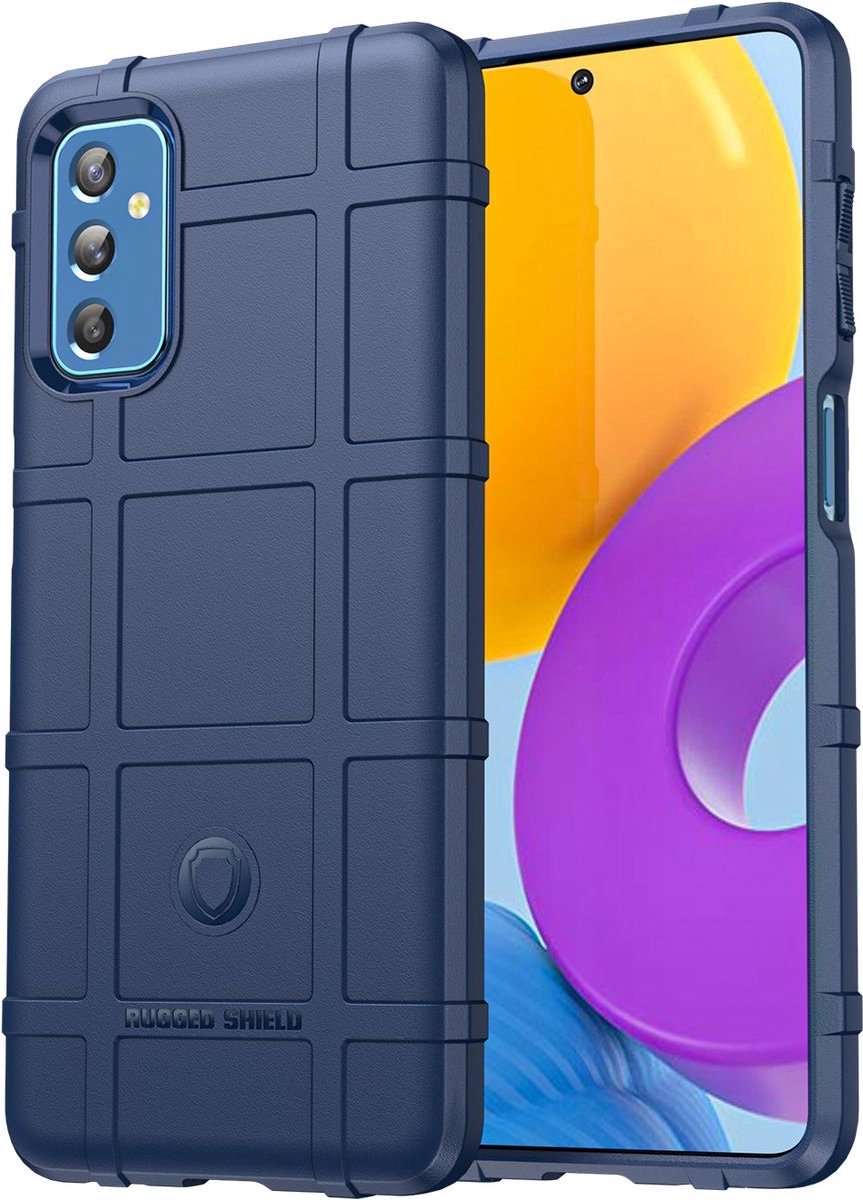 Mobigear Hoesje geschikt voor Samsung Galaxy M52 Telefoonhoesje Flexibel TPU | Mobigear Rugged Shield Backcover Shockproof | Schokbestendig Galaxy M52 Telefoonhoesje | Anti Shock Proof - Blauw