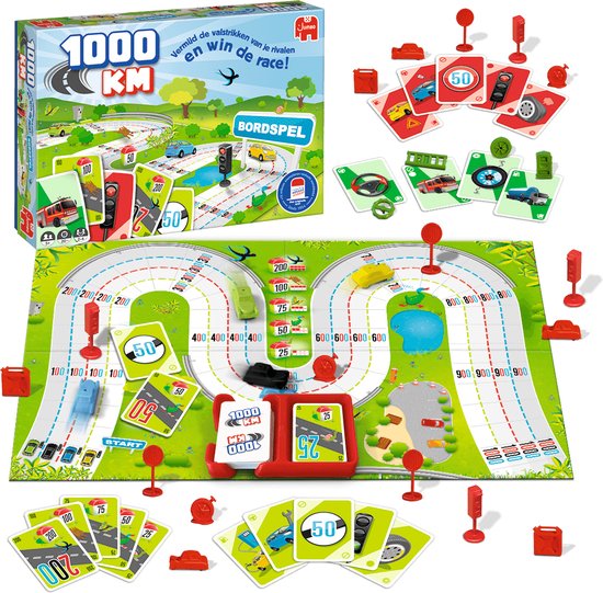 Thumbnail van een extra afbeelding van het spel Jumbo 1000KM Bordspel - Gezelschapsspel voor kinderen