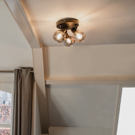 QAZQA vidro - Art Deco Plafondspot | Spotje | Opbouwspot - 3 lichts - Ø 35 cm - Zwart - Woonkamer | Slaapkamer | Keuken - QAZQA