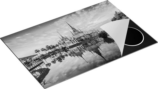 Chefcare Inductie Beschermer Wat Non Kum Tempel in Thailand - Zwart Wit - 81,6x52,7 cm - Afdekplaat Inductie - Kookplaat Beschermer - Inductie Mat