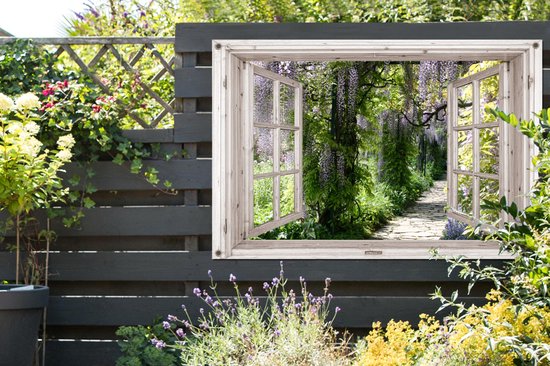 Affiche de jardin Wisteria - Fleurs - Transparentes - Arbre - Printemps - 120x80 cm - Toile de jardin