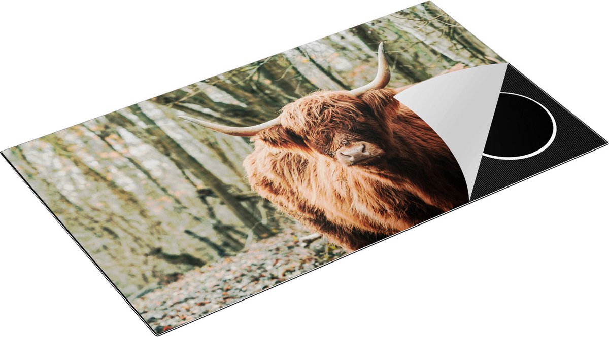 Chefcare Inductie Beschermer Schotse Hooglander in de Bossen - 91,6x52,7 cm - Afdekplaat Inductie - Kookplaat Beschermer - Inductie Mat