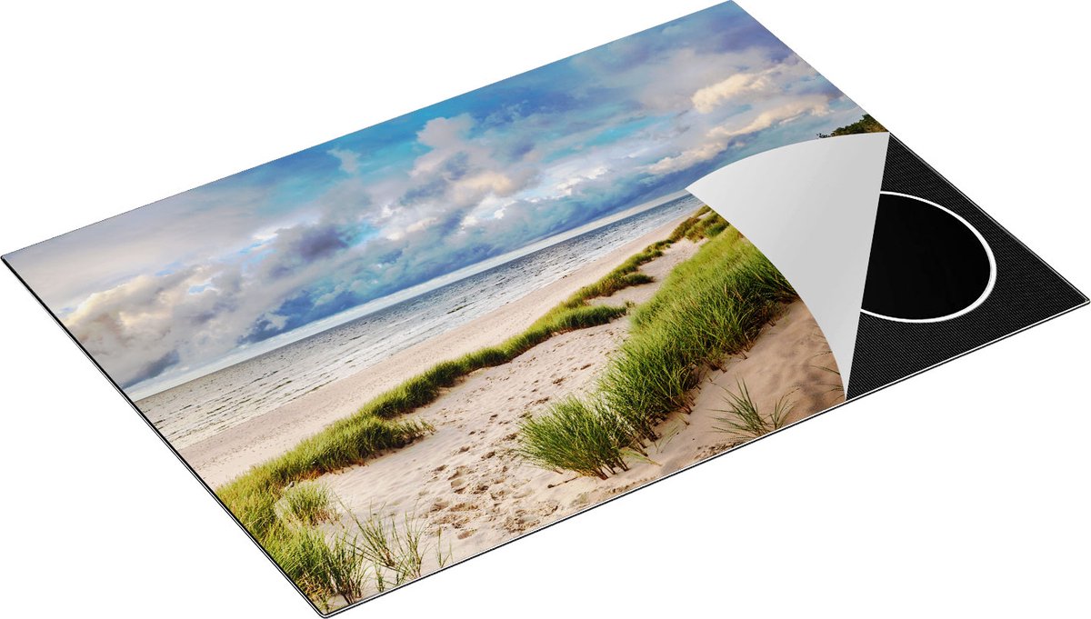 Chefcare Inductie Beschermer Strand en Duinen met Bewolking - 75x50 cm - Afdekplaat Inductie - Kookplaat Beschermer - Inductie Mat