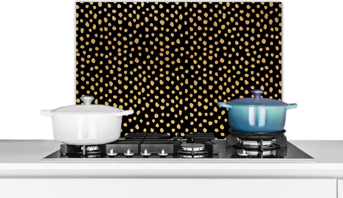 Spatscherm - Stippen - Goud - Patronen - Muurbeschermer - Keuken - Spatscherm keuken - 60x40 cm