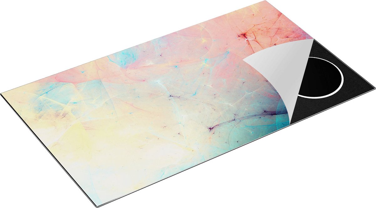 Chefcare Inductie Beschermer Abstracte Kunst - Rood Blauw Geel - 90x55 cm - Afdekplaat Inductie - Kookplaat Beschermer - Inductie Mat