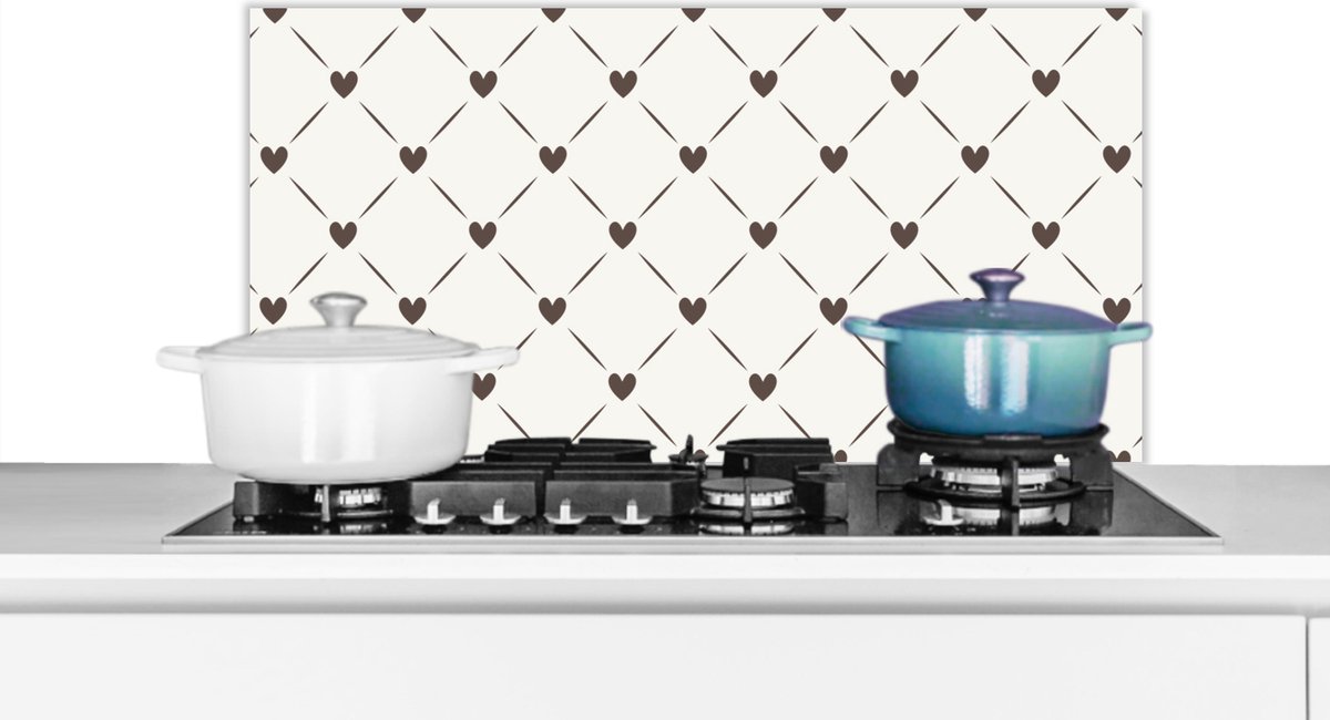 Spatscherm -Keuken achterwand - Patronen - Geometrie - Hart - Keuken - 80x40 cm - Spatwand