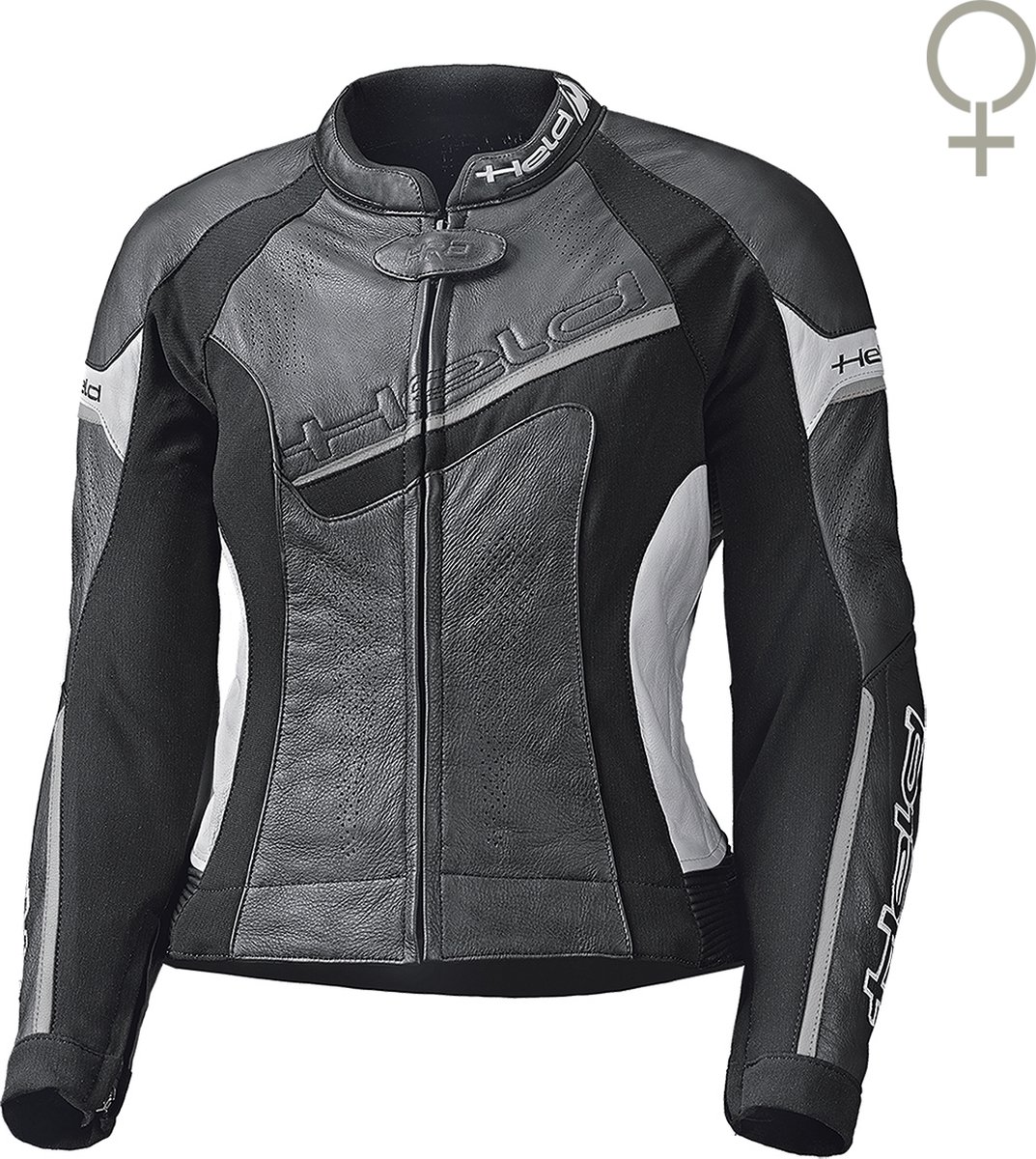 Held Debbie II Geperforeerd Dames Zwart Wit Leren Motorjas - Jas