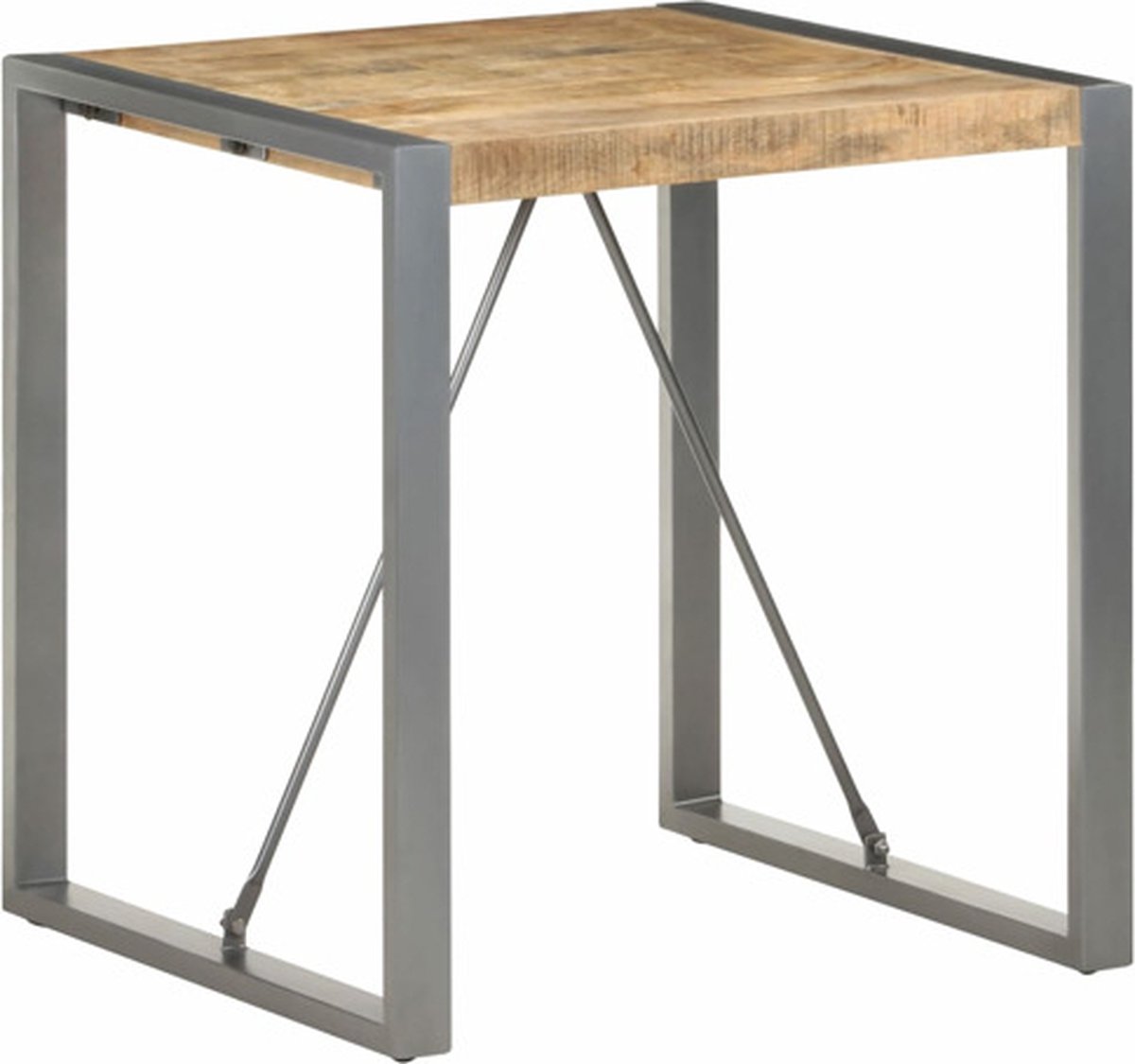 vidaXL Eettafel - 70x70x75 - cm - massief - ruw - mangohout Grijs