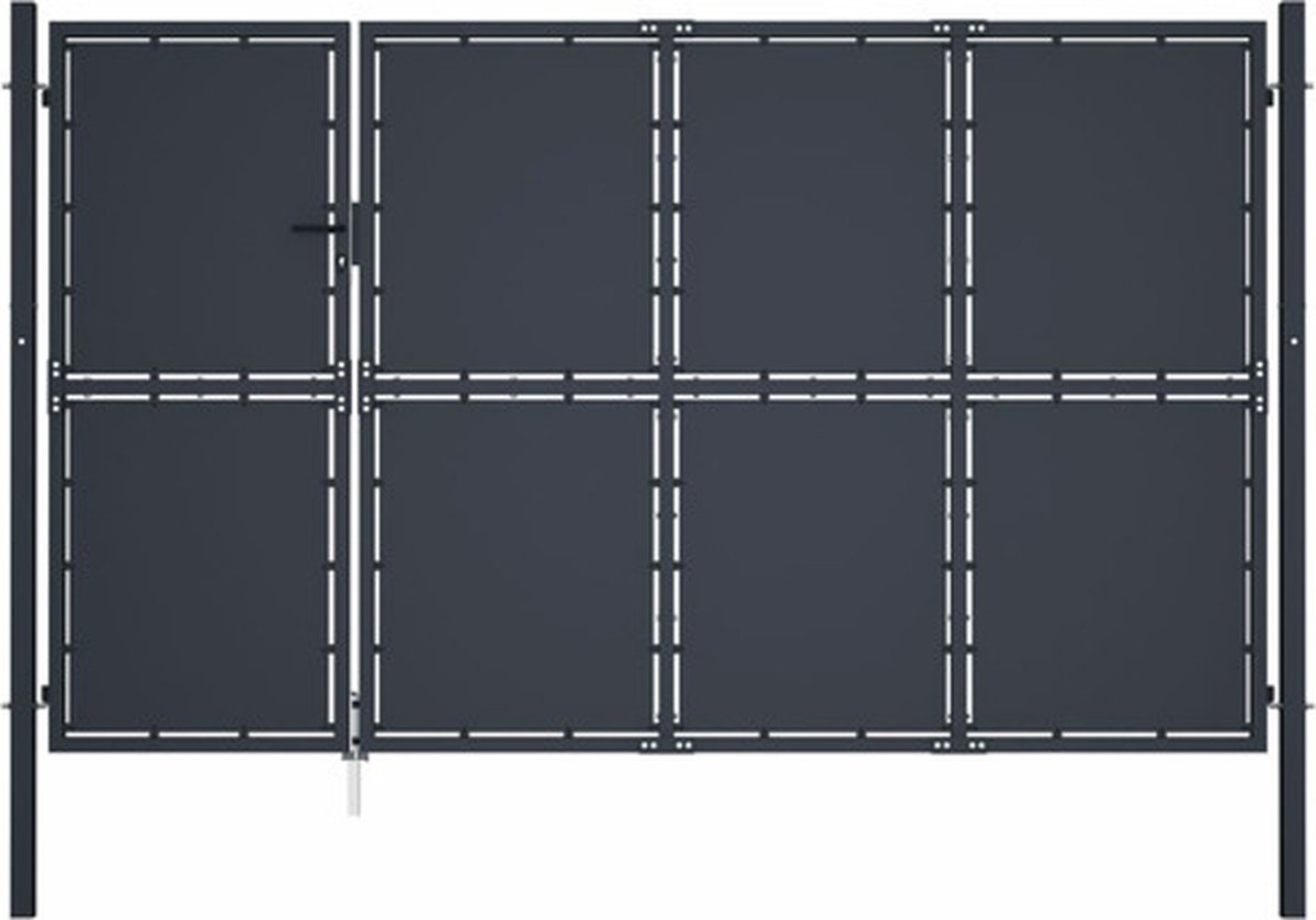 vidaXL - Tuinpoort - staal - 350x175 - cm - antraciet
