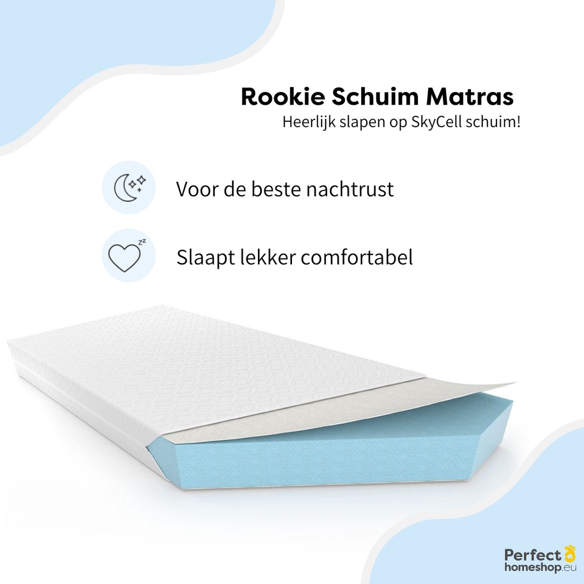 Perfectmatras Schuimmatras 120x220 - Wasbare tijk - 15 cm hoog