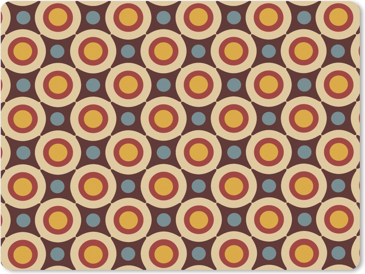 Muismat XXL 80x60 cm - Bureau onderlegger - Bureau mat Retro - Vintage - Design - Cirkel - Bureaumat - Gaming mousepad xl - Bureaulegger groot - Computer deskmat