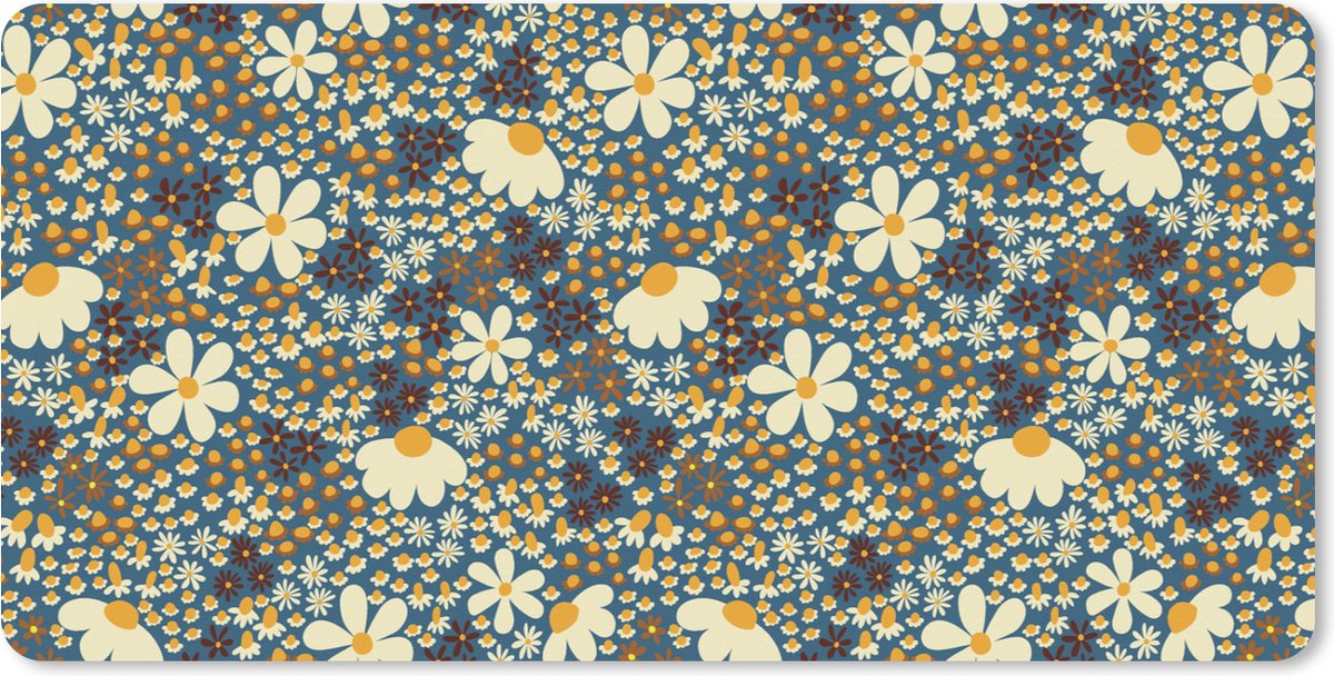 Muismat XXL 100x50 cm - Bureau onderlegger - Bureau mat Bloemen - Patroon - Madelief - Bureaumat - Gaming mousepad xl - Bureaulegger groot - Computer deskmat