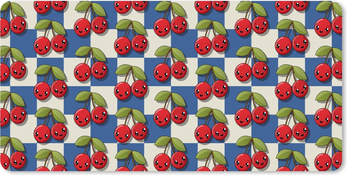 Muismat XXL 120x60 cm - Bureau onderlegger - Bureau mat Meiden - Kers - Eten - Patronen - Girl - Kids - Kinderen - Meisjes - Bureaumat - Gaming mousepad xl - Bureaulegger groot - Computer deskmat