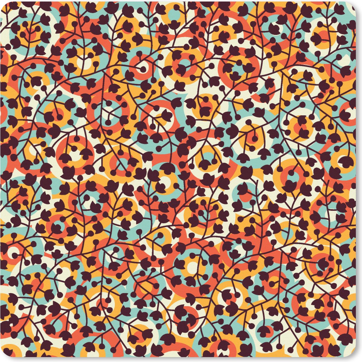 Muismat XXL 40x40 cm - Bureau onderlegger - Bureau mat Bloemen - Bohemian - Cirkel - Patroon - Bureaumat - Gaming mousepad xl - Bureaulegger groot - Computer deskmat