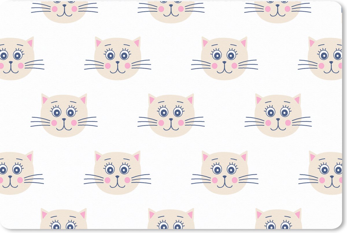 Muismat XXL 90x60 cm - Bureau onderlegger - Bureau mat Katten - Meisje - Pastel - Patroon - Kinderen - Bureaumat - Gaming mousepad xl - Bureaulegger groot - Computer deskmat
