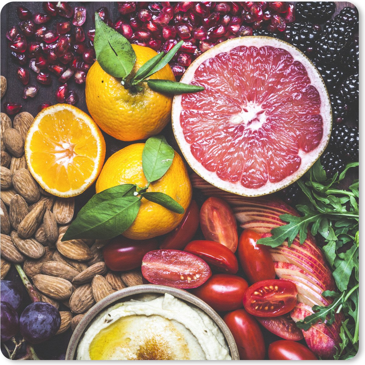 Muismat XXL 40x40 cm - Bureau onderlegger - Bureau mat Groente - Fruit - Kleuren - Bureaumat - Gaming mousepad xl - Bureaulegger groot - Computer deskmat