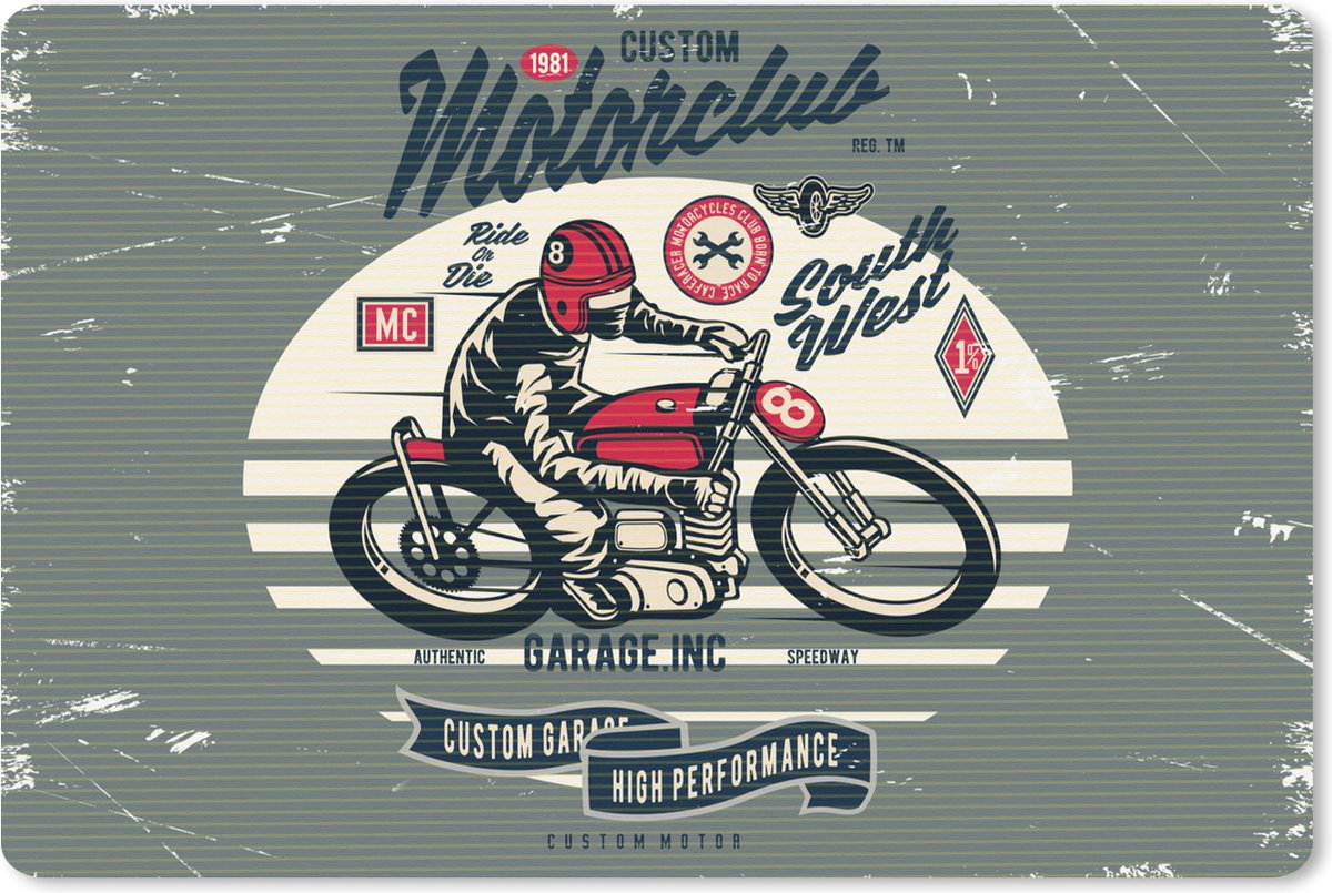 Muismat XXL 120x80 cm - Bureau onderlegger - Bureau mat Motorfiets - Retro - Tekening - Quote - Bureaumat - Gaming mousepad xl - Bureaulegger groot - Computer deskmat
