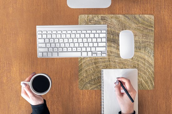 Tapis de souris XXL - Sous-main - Tapis de bureau - Structure d'une planche avec anneaux de croissance - 40x40 cm - Tapis de souris XXL