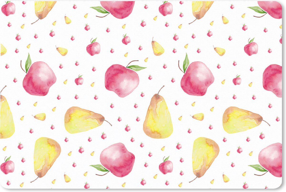 Muismat XXL 120x80 cm - Bureau onderlegger - Bureau mat Peren - Appels - Aquarel - Bureaumat - Gaming mousepad xl - Bureaulegger groot - Computer deskmat