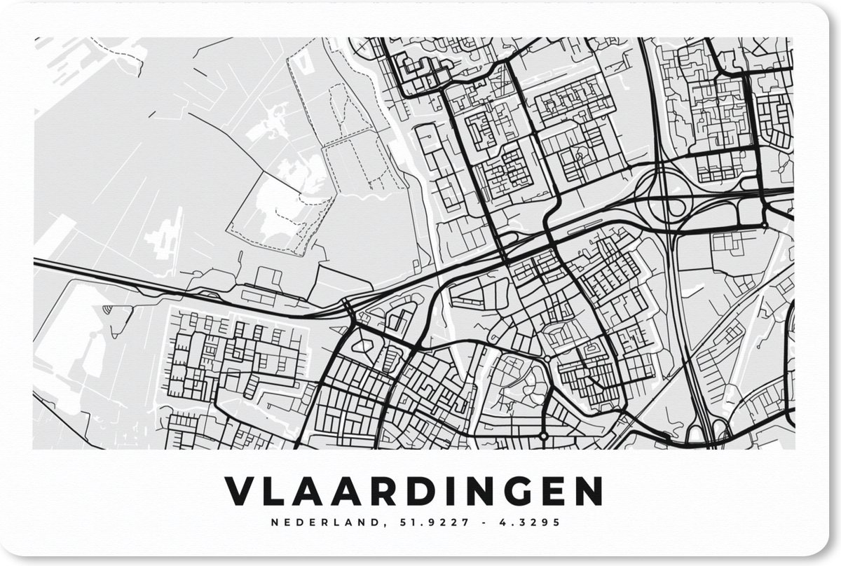 Muismat XXL 120x80 cm - Bureau onderlegger - Bureau mat Stadskaart - Vlaardingen - Nederland - Bureaumat - Gaming mousepad xl - Bureaulegger groot - Computer deskmat