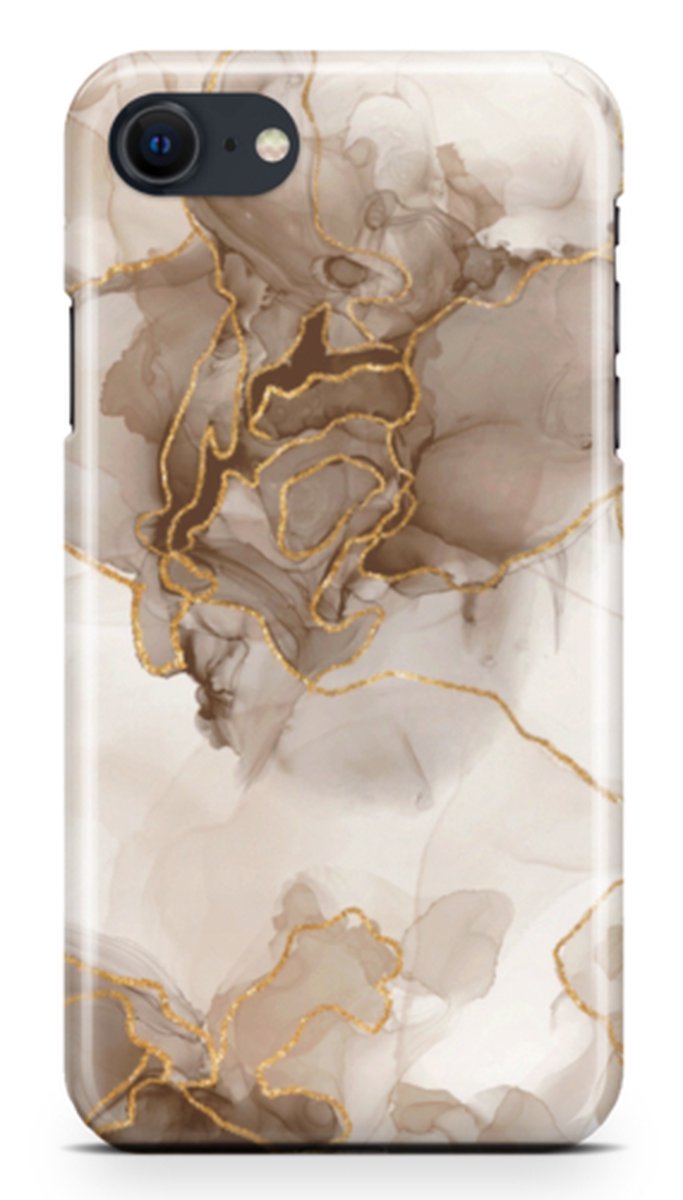 Telefoonhoesje geschikt voor Apple iPhone 7 - Premium Hardcase - Dun en glanzend - Marmeren printcollectie - Marble Dream - Goud