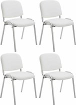CLP Ken Set van 4 stoelen - Met Chroom - Kunstleer wit