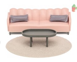 Lundby Poppenhuis Basic - Woonkamerset Roze/Bruin