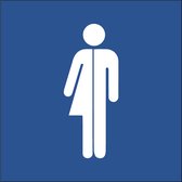 Genderneutraal toilet bord - kunststof - blauw 200 x 200 mm