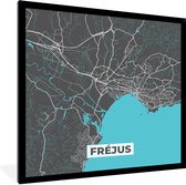 Cadre photo avec affiche - Fréjus - Carte - Plan - Plan de ville - France - 40x40 cm - Cadre pour affiche