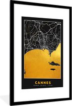 Fotolijst incl. Poster - Kaart – Plattegrond – Frankrijk – Cannes - Stadskaart - 60x90 cm - Posterlijst