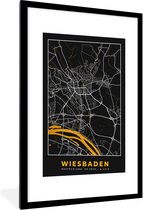 Fotolijst incl. Poster - Wiesbaden - Duitsland - Kaart - Goud - Plattegrond - Stadskaart - 60x90 cm - Posterlijst