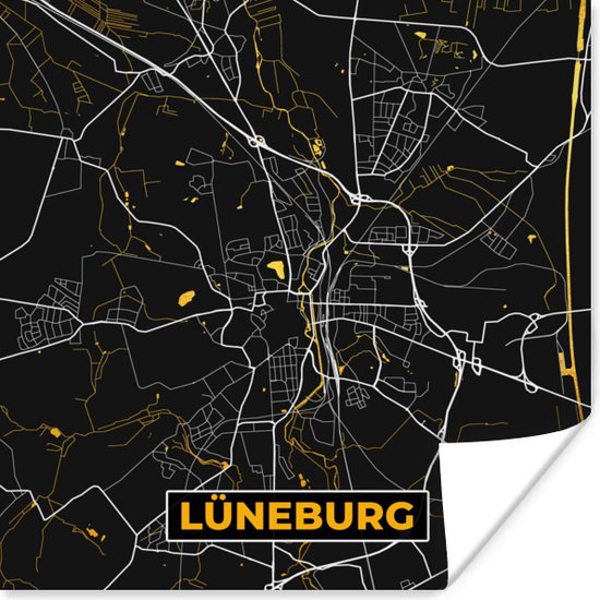 Poster Plattegrond – Lüneburg – Goud – Stadskaart – Kaart - Duitsland ...