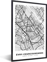 Fotolijst incl. Poster - Stadskaart - Frankrijk - Kaart - Évry-Courcouronnes - Plattegrond - 20x30 cm - Posterlijst