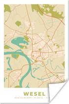 Poster Wesel - Plattegrond - Kaart - Stadskaart - Vintage - 120x180 cm XXL