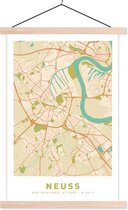 Posterhanger incl. Poster 40x60 cm - Schoolplaat - Neuss - Vintage - Plattegrond - Kaart - Stadskaart - Textielposter - Blanke latten - Plattegrond