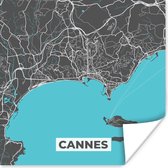 Poster Stadskaart - Plattegrond - Cannes - Frankrijk - Kaart - 50x50 cm