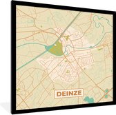 Fotolijst incl. Poster - Stadskaart - Deinze - Plattegrond - België - Kaart - 40x40 cm - Posterlijst