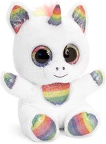 Keel Toys pluche witte Eenhoorn met regenboog en glitters knuffel 25 cm - Eenhoorns knuffeldieren - Speelgoed voor kind
