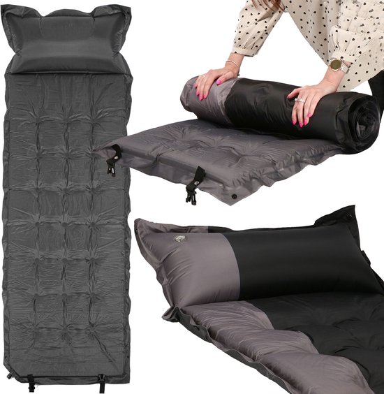 Springos Slaapmat - Zelfopblazend - 188 cm - Inclusief Hoes & Hoofdkussen - Antraciet van Springos — afbeelding 4