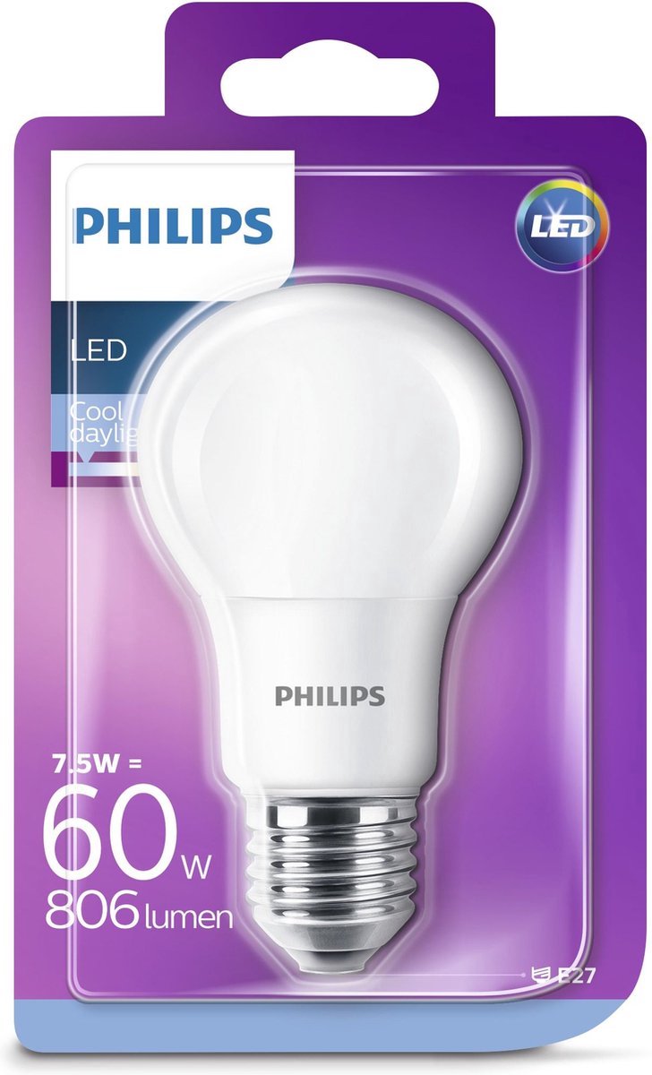 Philips LED E27 - 7.5W (60W) - Daglicht - Niet Dimbaar - 10 stuks