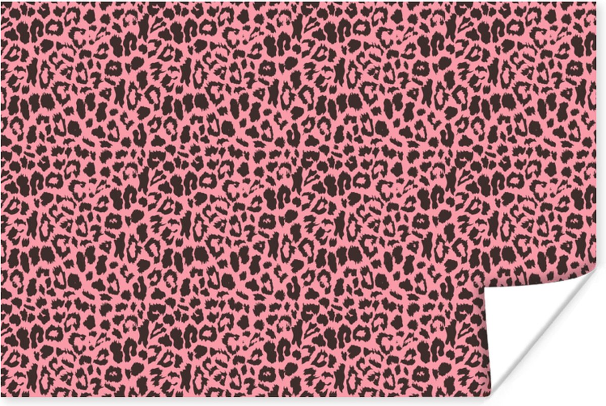Poster Dierenprint - Roze - Panter - 120x80 cm