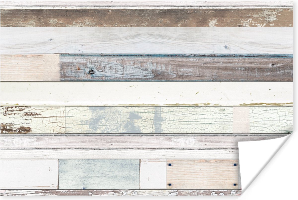 Poster Hout - Planken - Wit - 180x120 cm XXL