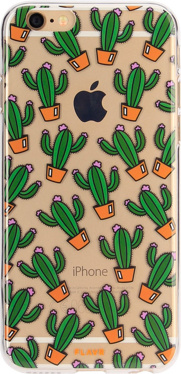 FLAVR iPlate cactus hoesje iPhone 6 6s - Transparant Groen Oranje