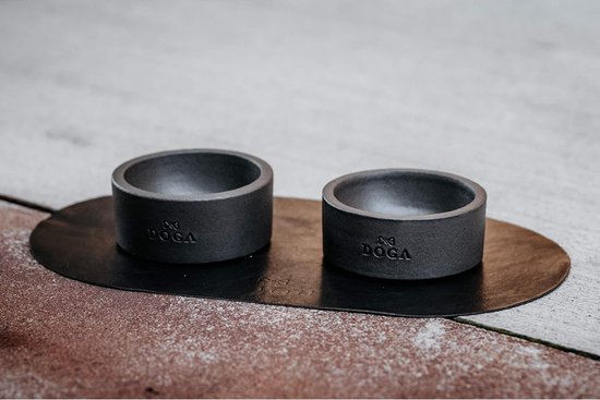 Gamelle Set de Table Mangeoires - Tapis Alimentaire Chien et Chat - Antidérapant - Hydrofuge - Zwart - Cuir Vegan - 30 x 63 cm - Taille S