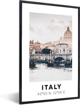 Fotolijst incl. Poster - Rome - Italië - Zomer - Skyline - 20x30 cm - Posterlijst