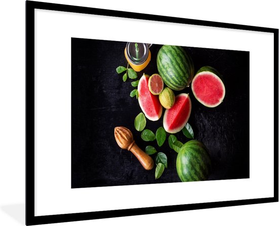 Fotolijst incl. Poster - Watermeloen - Smoothie - Fruit - Citroenpers - 90x60 cm - Posterlijst