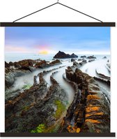 Porte-affiche avec affiche - Affiche scolaire - Brouillard - Rochers - Water - Nature - 60x60 cm - Lattes noires